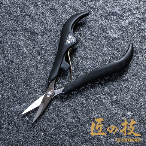 不鏽鋼防滑握柄指甲剪，黑色握柄，銀色不鏽鋼刀刃，刀刃尖銳，握柄設計符合人體工學，帶有品牌標誌。