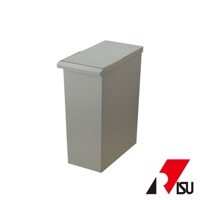 TOSTE 簡約設計風格按壓雙開型分類垃圾桶，為灰色塑膠材質，內建雙槽設計，頂部有兩個可按壓開啟的蓋子，整體呈長方形立體結構。