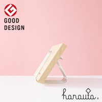 不鏽鋼萬用支架，設有木製面板，由彎曲的金屬線構成三角形底座，整體呈銀色。