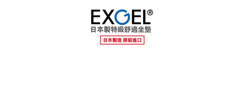 EXGEL 貓頭鷹進階款背墊，日本製造，有六種顏色可供選擇，此圖為品牌 Logo 與日製原裝進口標示。