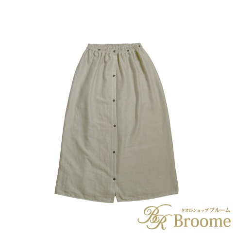 speedry 泉州棉紗混紡快乾平口鬆緊浴裙，淺綠色，長裙設計，前方有鈕扣開合，腰部鬆緊設計。