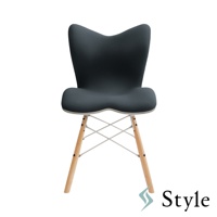 Chair PM 健康護脊座椅雲感款，深灰色布面椅背與椅墊，搭配木質椅腳及金屬交叉支架。