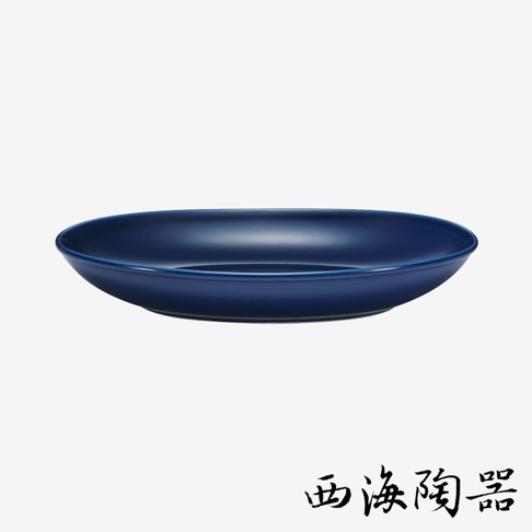 深藍色波佐見燒陶瓷橢圓餐盤，27公分，簡約設計，適合各式餐點。