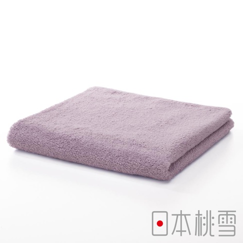 今治飯店毛巾，紫色，觸感柔軟，材質為棉，毛圈蓬鬆，對折展示。