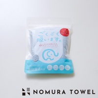 野村毛巾 SUUZO 品牌，超無撚極吸水方巾，尺寸約 25 x 25 公分，附有可愛大象圖案。