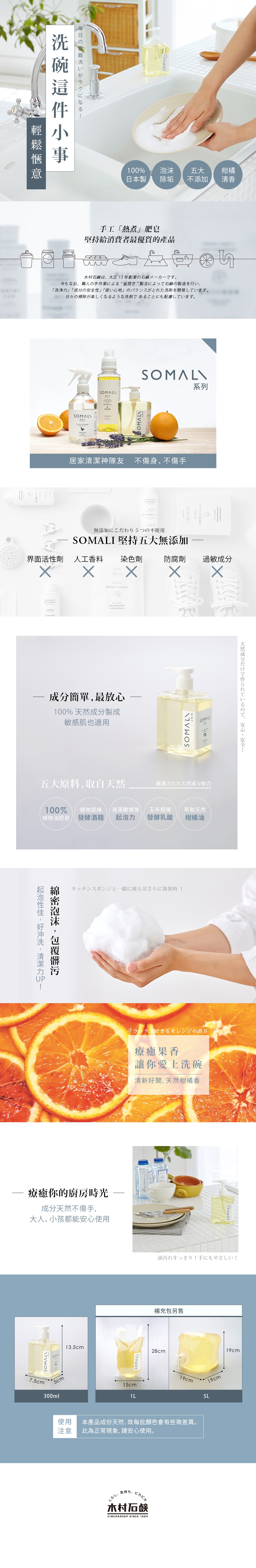 內文_[木村石鹸]SOMALI按壓式天然洗碗精300ml