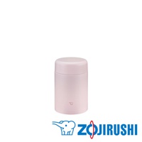 粉紅色不鏽鋼一體式杯蓋真空燜燒杯，杯身印有象印商標，搭配象印品牌標誌。