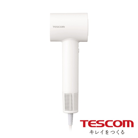 TESCOM 專業負離子吹風機 雲朵白，主機為白色，手柄下方有網狀出風口設計