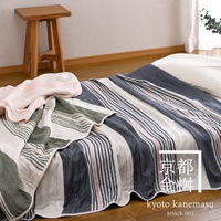 AORA 六層紗文青風條紋蓄暖單人毯 (共3色)