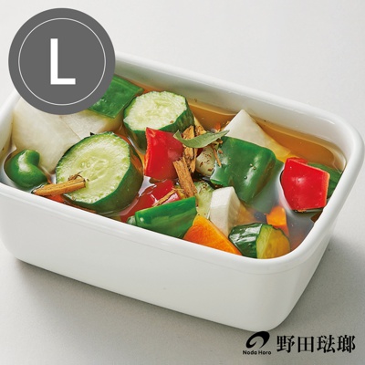 長方型深型密封蓋琺瑯保存容器 (L)