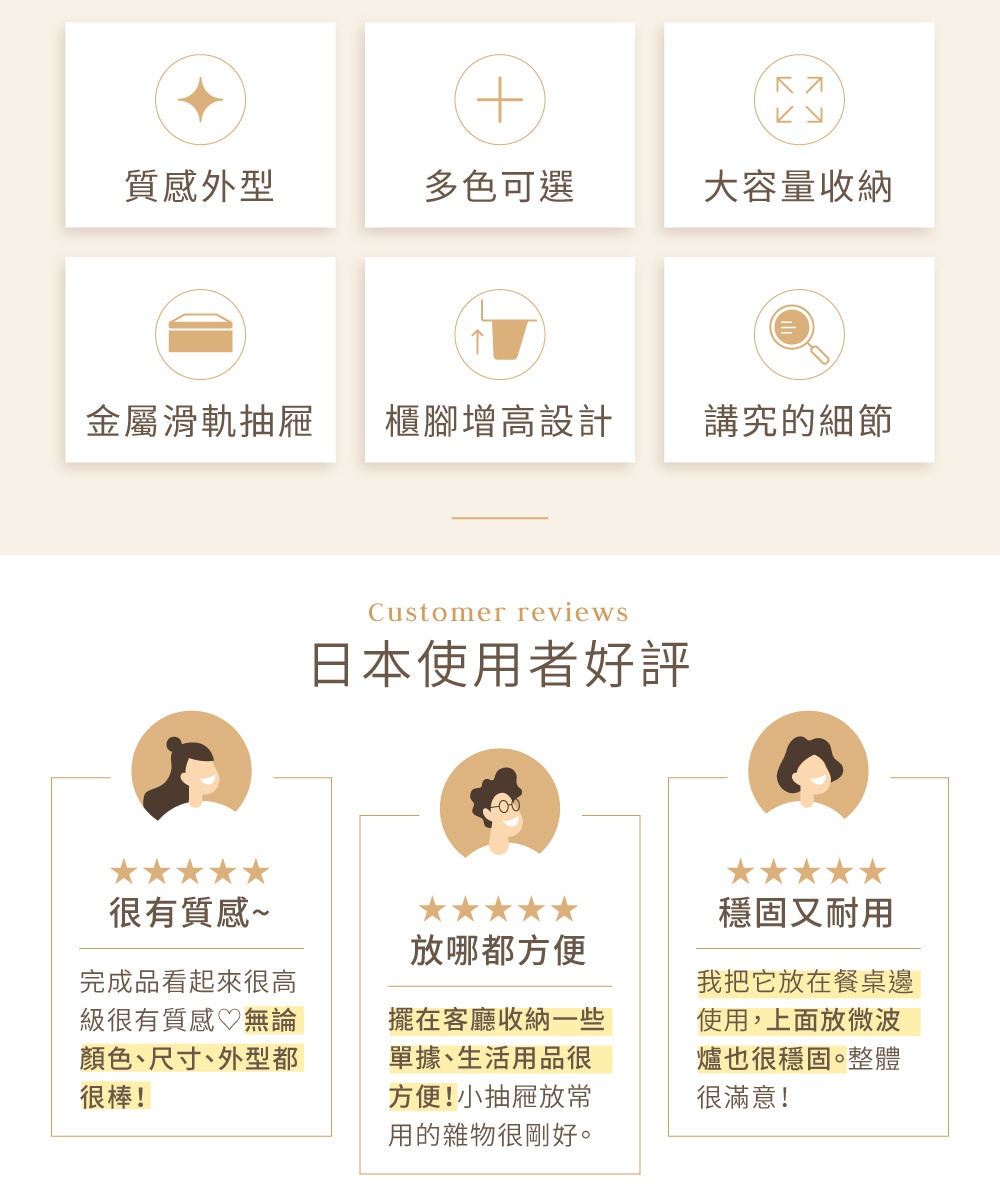 附櫃腳木製收納櫃 WCHL-790，展示質感外型、多色可選、大容量收納、金屬滑軌抽屜、櫃腳增高設計及講究的細節。