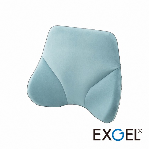 淺藍色貓頭鷹進階款背墊，採用柔軟絨布材質，具有符合人體工學的曲線設計，提供腰部支撐。