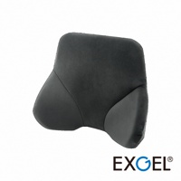 深灰色貓頭鷹進階款背墊，採用柔軟布料製成，具有符合人體工學的支撐設計，能提供腰部良好的支撐。