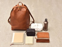 収納例:本(B5)、ノート、お弁当箱、文庫本、紙風船ポーチ(GS-38)Lサイズ、水筒、ダブルファスナーマルチケース(GS-29)Mサイズ、ペンケース(GS-28)Mサイズ