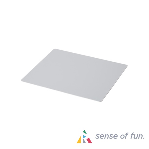 一個灰色的扁平矩形物體，靠近右下角有「sense of fun.」的標誌。