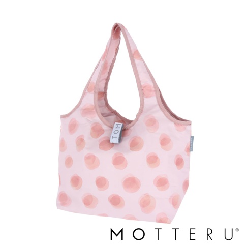 粉色水玉點點印花摺疊保冷托特袋，材質輕巧，帶有可立設計，適合日常攜帶。