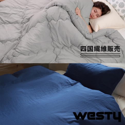 兩張特寫的床鋪，上方是灰色的被子，被子裡露出睡覺的女士，下方是深藍色的床鋪。