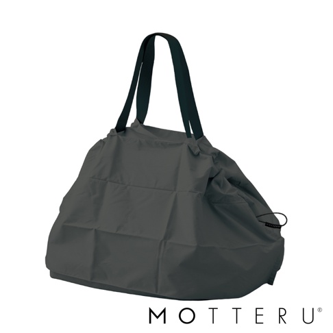 灰色大容量束口摺疊保冷隨行袋，採用尼龍材質，設有兩條深色提把，袋身有束口設計，可摺疊收納。