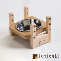 可調式木質寵物餐桌(附不鏽鋼碗) - 單L