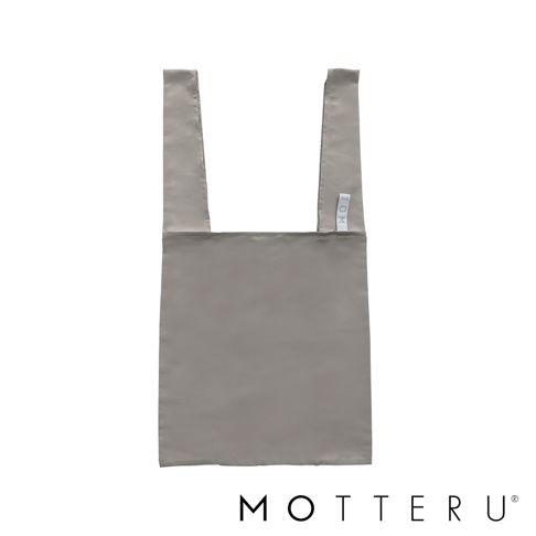 灰色大容量摺疊環保隨行袋，為尼龍材質，配有雙提把，袋身平整，右側提把上有白色「TOM」字樣的織標。