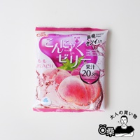 雪國蒟蒻果凍桃子口味，包裝上有桃子圖案和日文標示，標示有果汁20.8%