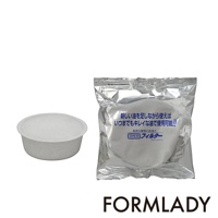 小泉誠 kaico 日製琺瑯濾油壺專用活性碳濾器補充包，包含一個白色圓形濾網狀濾芯，以及一個銀色包裝袋，袋上有日文說明。