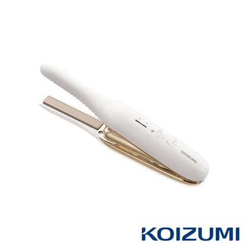 珍珠離子夾 KHS-G650，白色機身搭配金色飾條，設有溫度調節和開關按鈕，機身上印有 KOIZUMI 品牌標誌