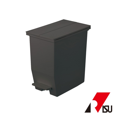 SOLOW 20L 踩踏對開分類垃圾桶，深灰色，帶有腳踏板和可開合的頂蓋，材質為塑膠。