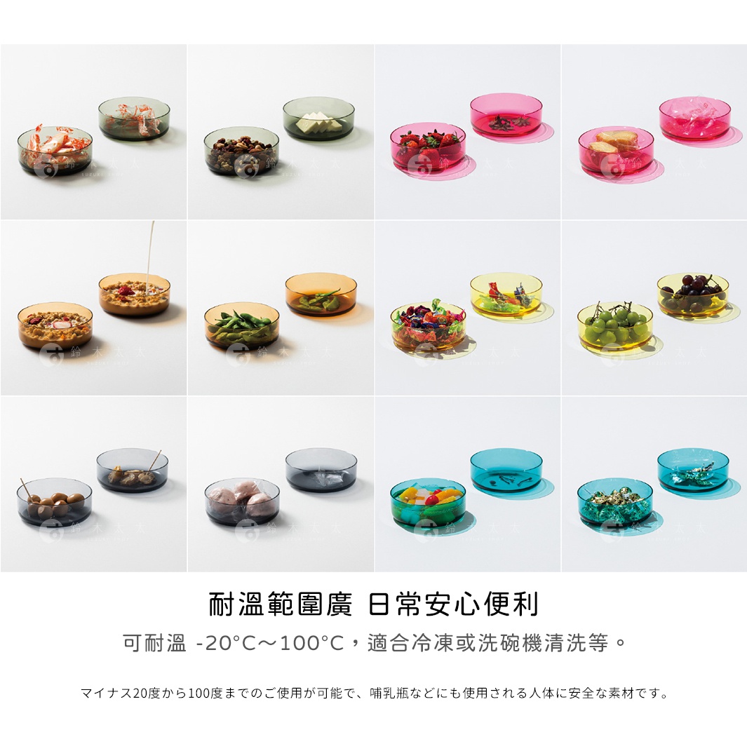 SAKAE UENOSUKE SHITANOSUKE 二合一可蓋點心碗，展示多款盛裝不同食物的碗，並包含商品說明文字。