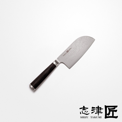 志津匠都 Habahiro 多功能刀，配有深色木柄與鍛造壓紋刀刃