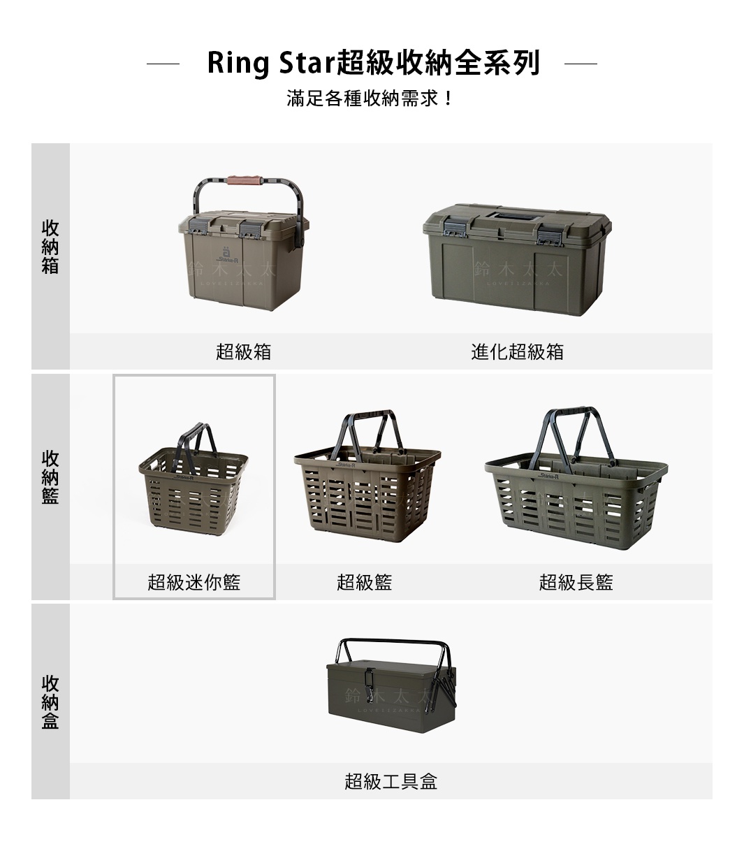 Starke-R 超級迷你籃，深綠色，方形提籃設計，兩側有提把，整體為網格狀開孔的塑膠材質。