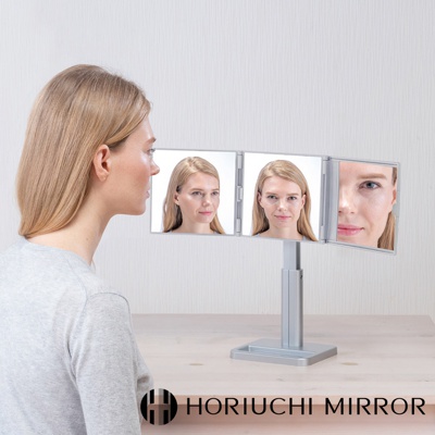 HORIUCHI MIRROR NAPURE 桌上型360度零死角三折化妝鏡 (共2色)