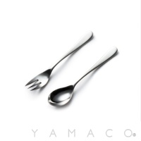 霧面不鏽鋼點心叉匙兩件組