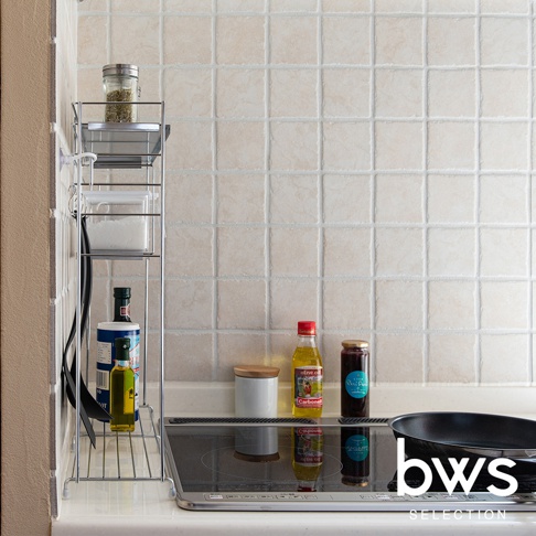 bws SELECTION 不鏽鋼三層收納架，附S型掛勾，可收納瓶罐及廚房小物