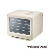 recolte 麗克特 Dry Food 乾果機 RFD-2 奶油白，機身為奶油白色，設有透明的視窗，內部有層層金屬網架，頂部有兩個旋鈕控制，下方有通風孔。