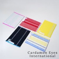 五條不同顏色、帶有條紋的Kitchen Mette壓克力纖維無痕清潔巾，包括粉色邊緣的白色、紅色、黃色、黑色和藍黃色條紋款，材質為壓克力纖維。