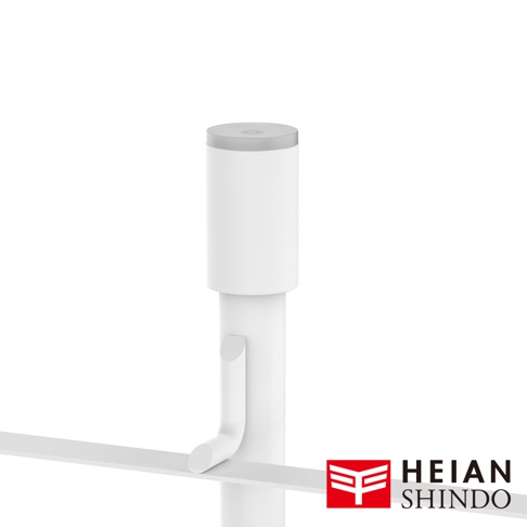 白色免釘伸縮磁吸置物架，附有HEIAN SHINDO品牌標誌