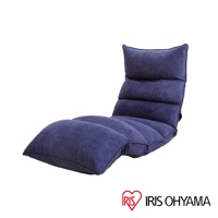 藍色多段式紓壓單人沙發床，採用柔軟布料製成，可調整為多種傾斜角度，提供舒適的休憩體驗。