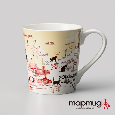 mapmug手繪地圖馬克杯 (散步貓咪系列-橫濱篇)
