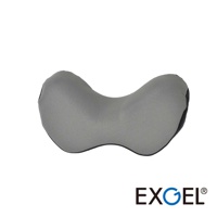 HUG DRIVE 汽車用頸墊，採用灰色網狀織物材質，設計成符合人體工學的曲線，能支撐頭部與頸部。