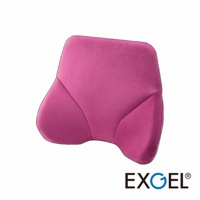 粉紅色貓頭鷹進階款背墊，採用絨布材質，具備支撐腰部的弧形設計。