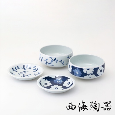 西海陶器 波佐見燒 藍花紋四件式深碟盤組