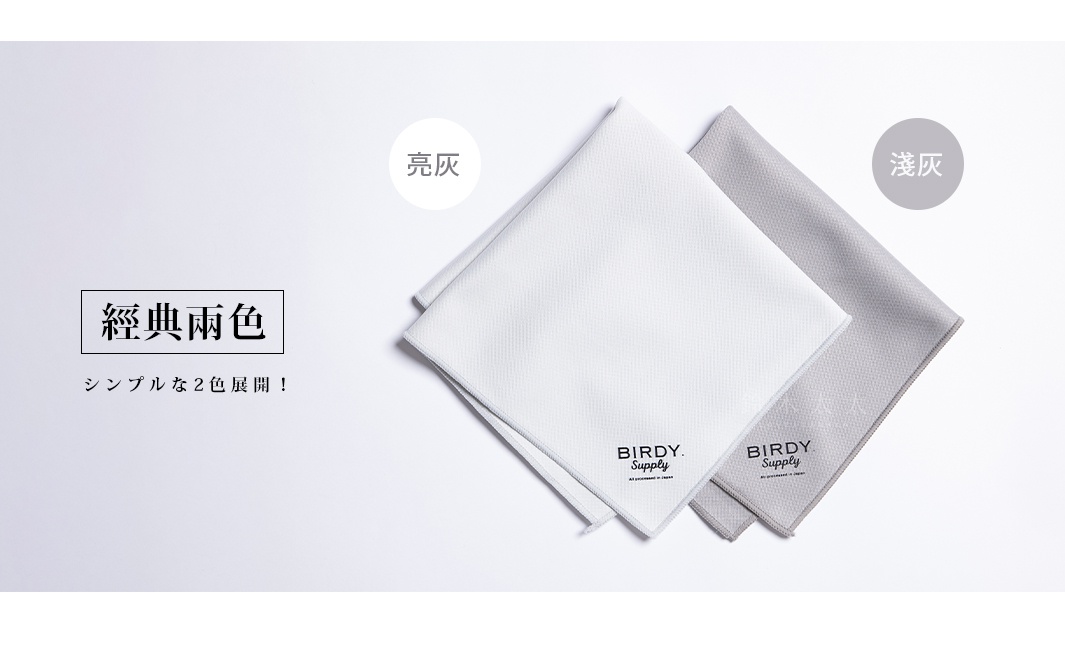 兩條超細纖維廚房擦拭巾，一條為亮灰色，另一條為淺灰色，皆帶有網狀紋理和品牌標誌。