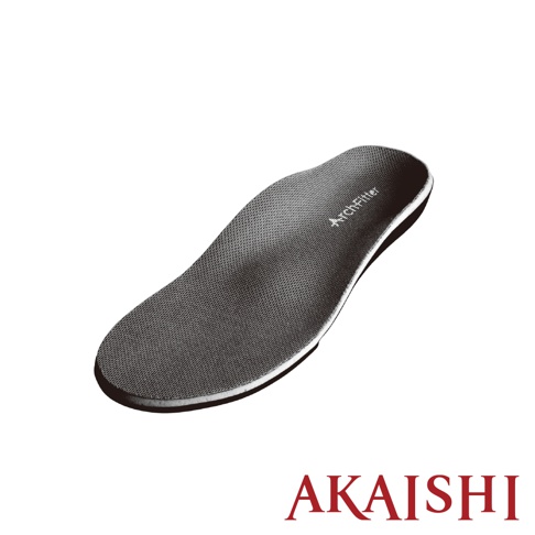 W雙重機能足弓減壓鞋墊 M，深灰色網狀織物表面，具有足弓支撐設計，邊緣為白色。