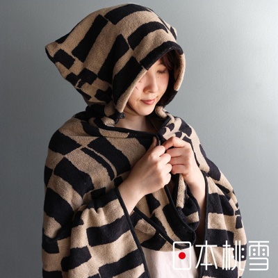 SOLU 今治戶外格紋棉柔2WAY連帽浴巾