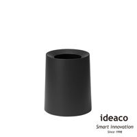 黑色圓形家用垃圾桶，容量11.4公升，材質為塑膠，頂部有開口，整體呈錐形設計，底部較寬。