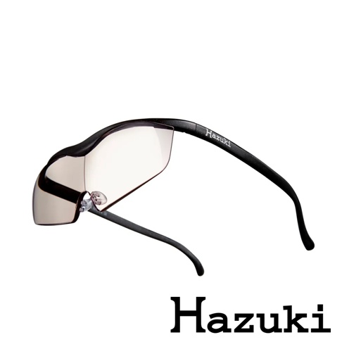 日本Hazuki品牌黑色放大眼鏡，具備茶色鏡片和1.85倍放大率