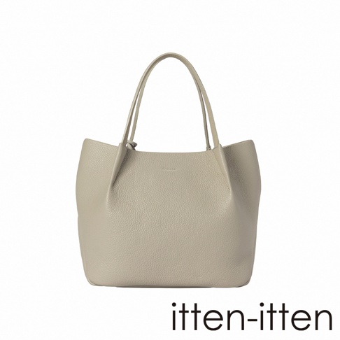 itten-itten 淺灰皮革中型托特包