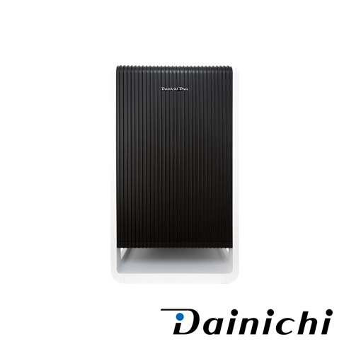 HYBRID混合式空氣清淨機，白色外框搭配黑色直條紋面板，簡約現代設計，適合 17 坪空間。