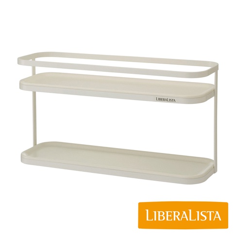 LIBERALISTA 品牌雙層置物架，採用米白色金屬框架和置物盤